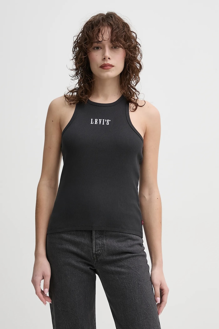 Levi's top din bumbac culoarea negru, A9415