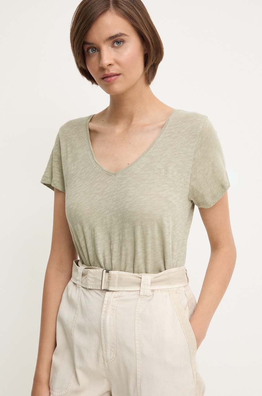 Pepe Jeans tricou din bumbac EZZY femei, culoarea verde, PL505884