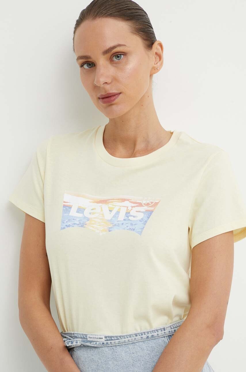 Levi\'s tricou din bumbac femei, culoarea galben, 17369