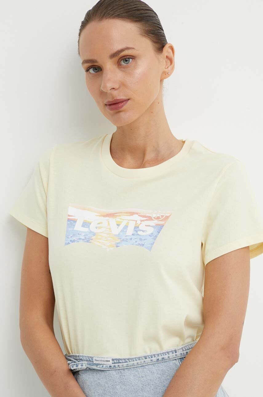 Levi's tricou din bumbac femei, culoarea galben, 17369