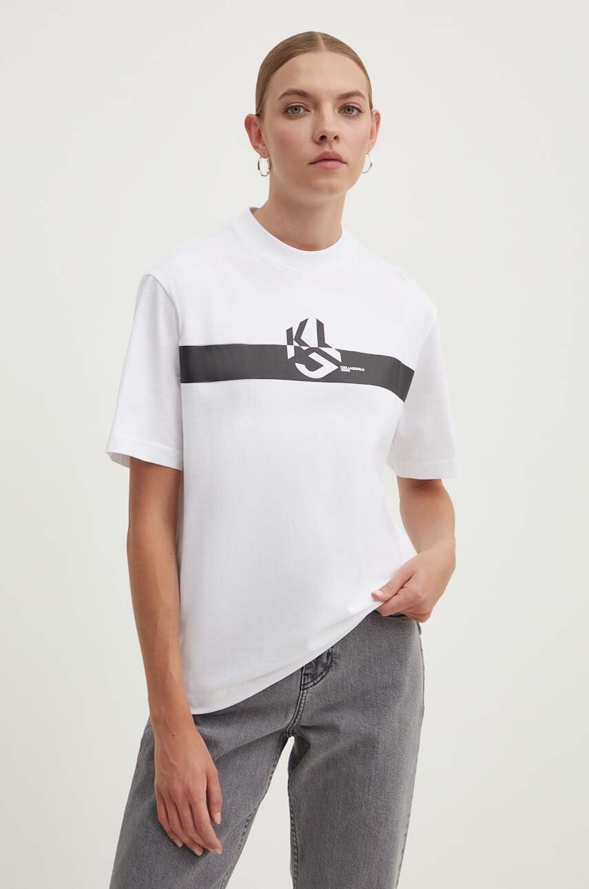 

Памучна тениска Karl Lagerfeld Jeans в бяло 245J1700, Бял