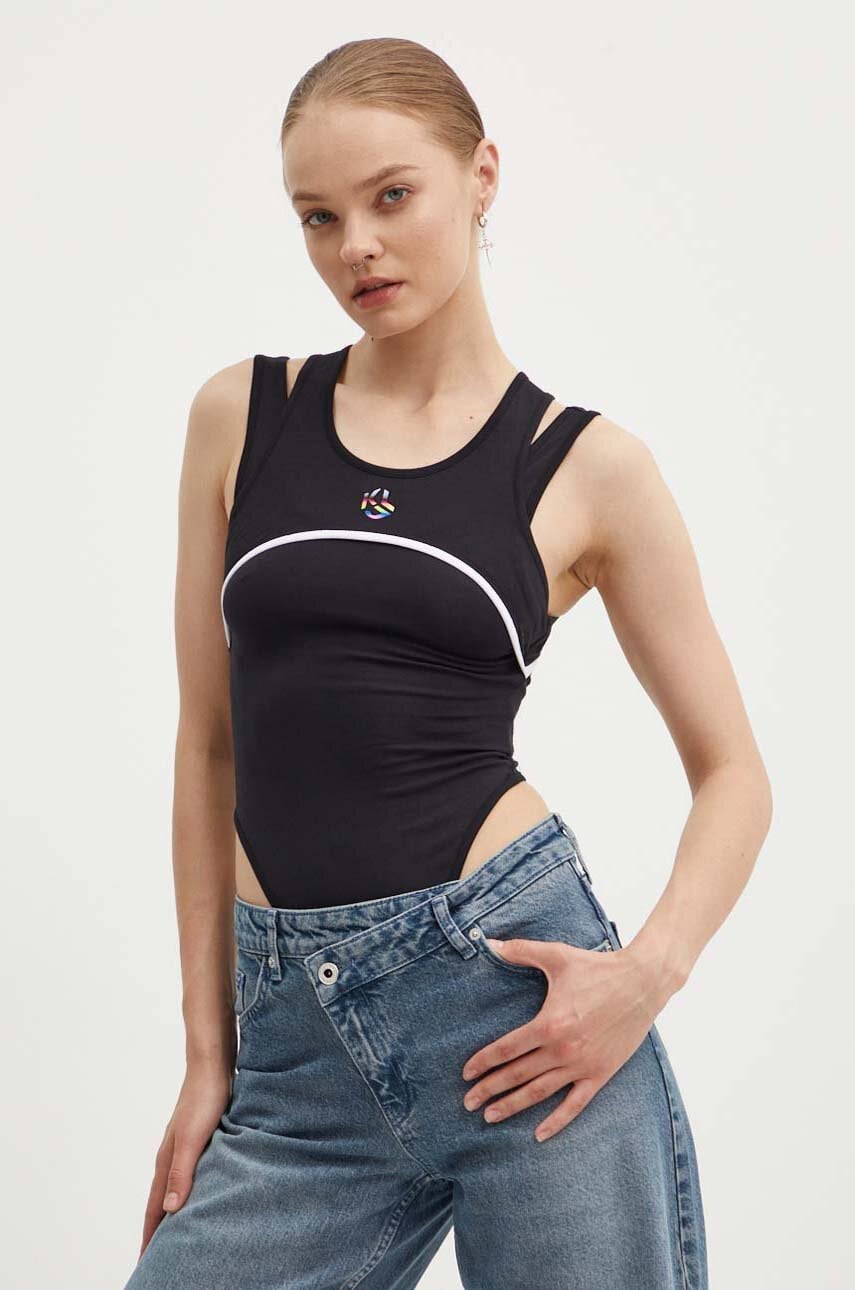 Karl Lagerfeld Jeans body femei, culoarea negru, 245J1708 Karl Lagerfeld Jeans body femei, culoarea negru, 245J1708