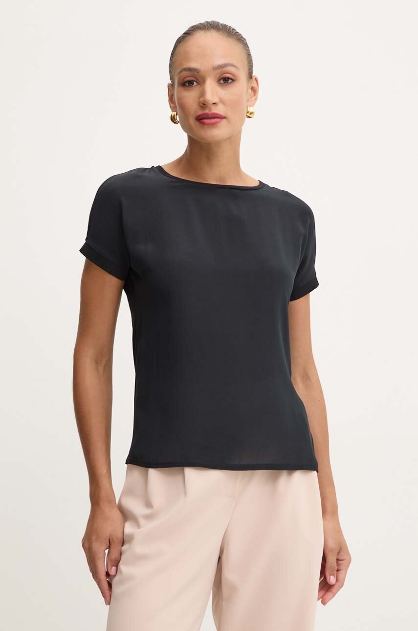 MAX&Co. tricou din amestec de mătase culoarea negru, 2428946034200