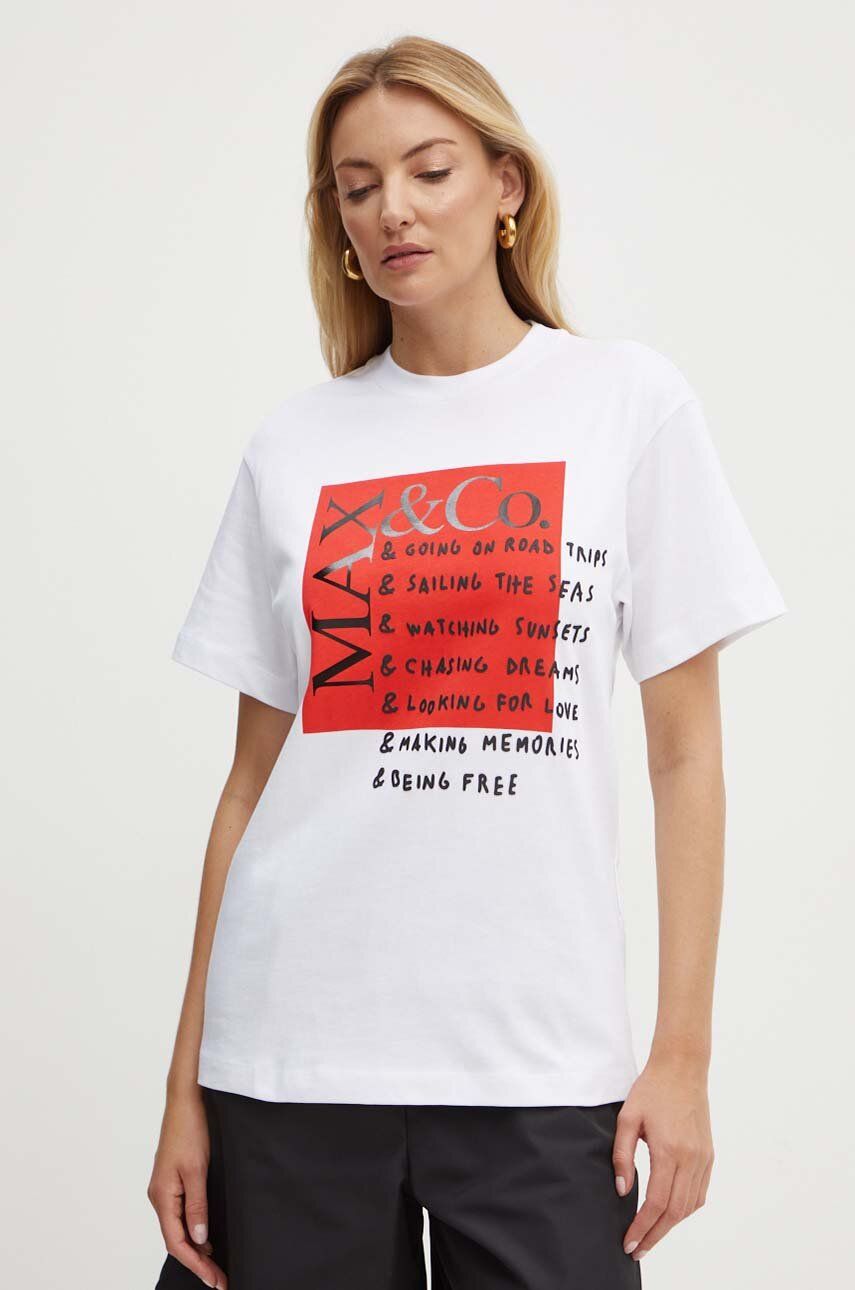 MAX&Co. tricou din bumbac x Pietro Terzini femei, culoarea alb, 2428976031200