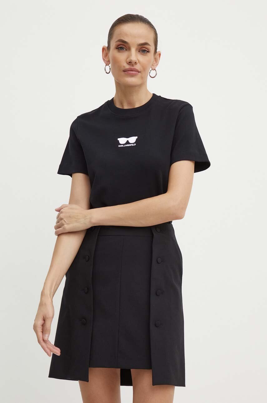 Karl Lagerfeld tricou din bumbac femei, culoarea negru, 245W1717