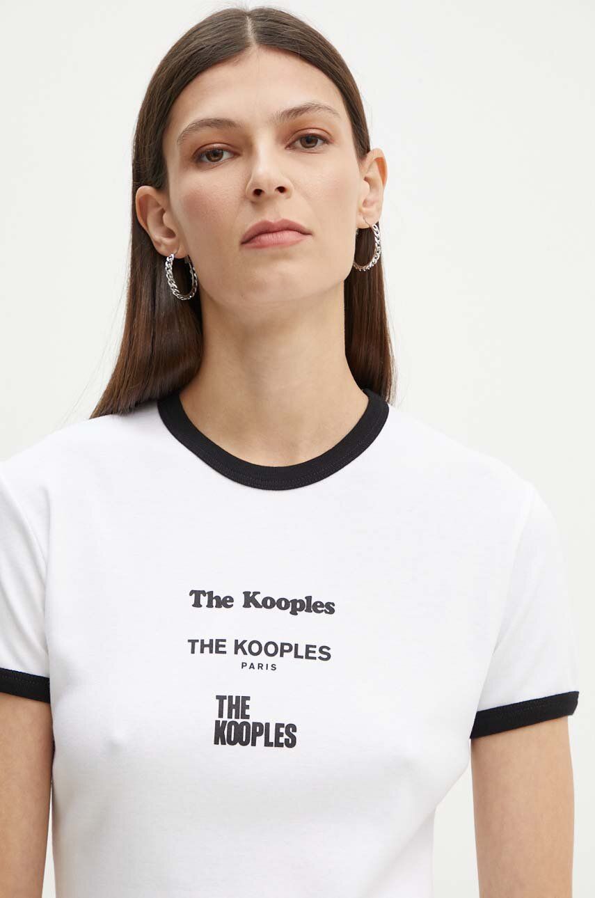 Bombažna Kratka Majica The Kooples ženska, Bela Barva, FTSC29000K