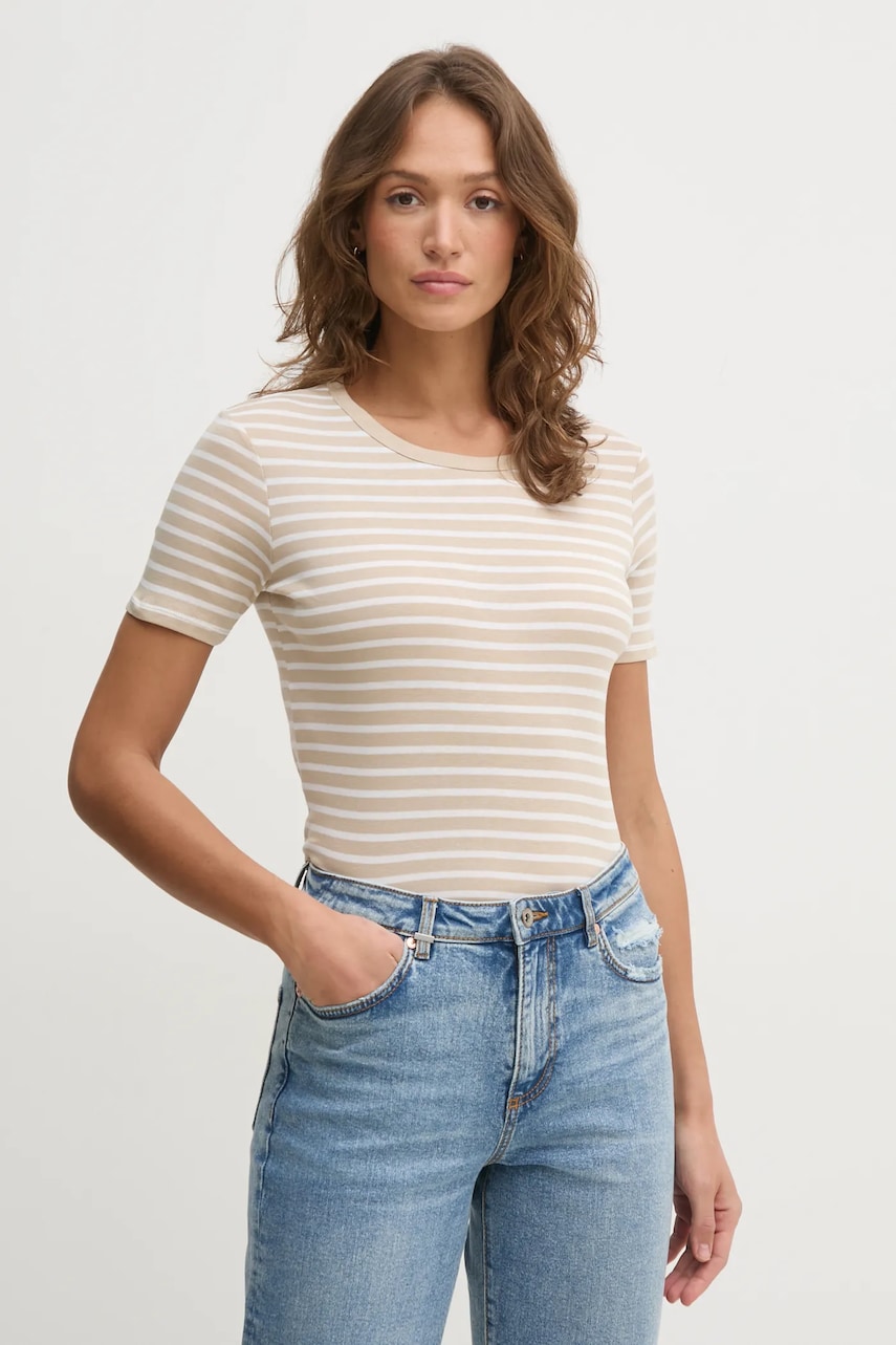 United Colors of Benetton tricou din bumbac femei, culoarea bej, 30YSE16A0