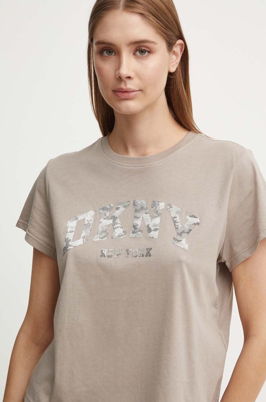 Dkny tricou din bumbac femei, culoarea maro, DP4T9991