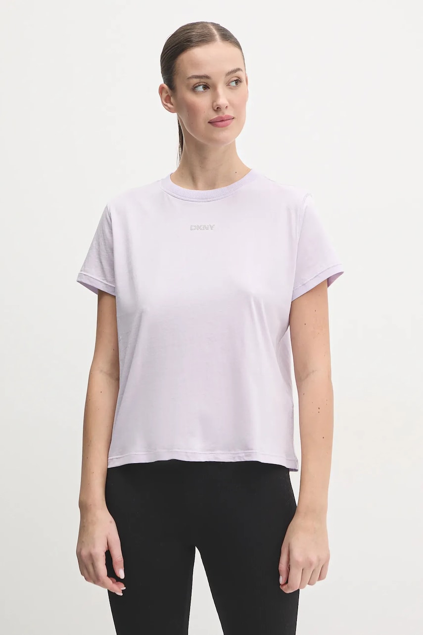 Levně Bavlněné tričko Dkny fialová barva, DP4T9994