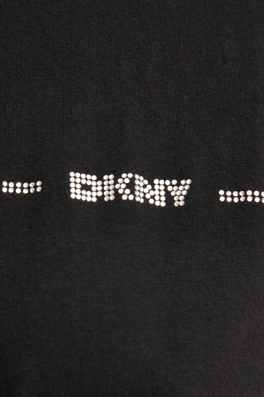 Βαμβακερό μπλουζάκι Dkny γυναικείο, χρώμα: μαύρο, DP4T9518 φωτογραφία