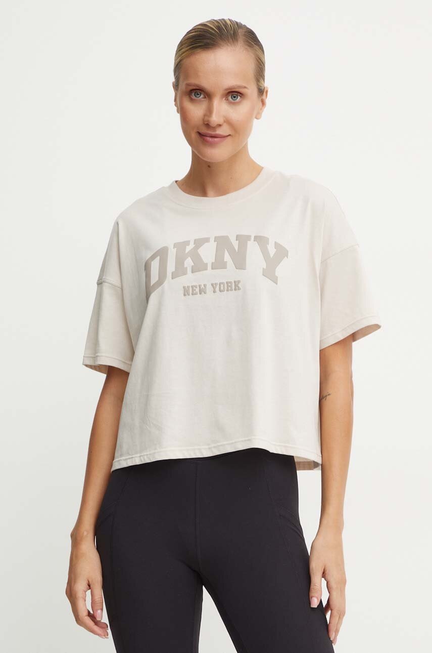 Бавовняна футболка Dkny жіноча колір бежевий DP4T9945 