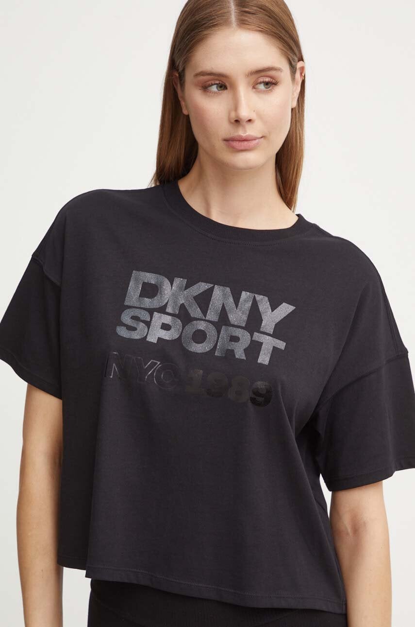 Dkny tricou din bumbac femei, culoarea negru, DP4T9972 Dkny tricou din bumbac femei, culoarea negru, DP4T9972
