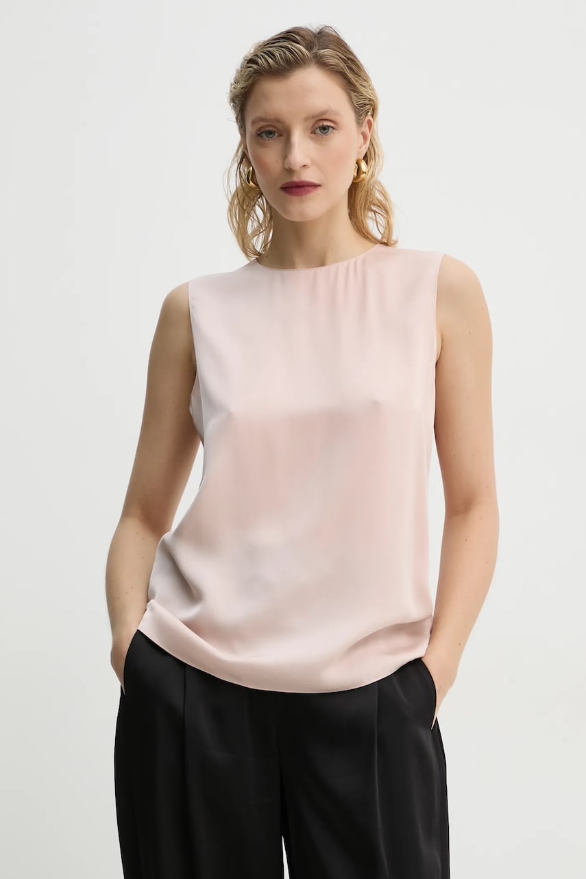 Theory top de mătase culoarea roz, neted, M0102539 Theory top de mătase culoarea roz, neted, M0102539