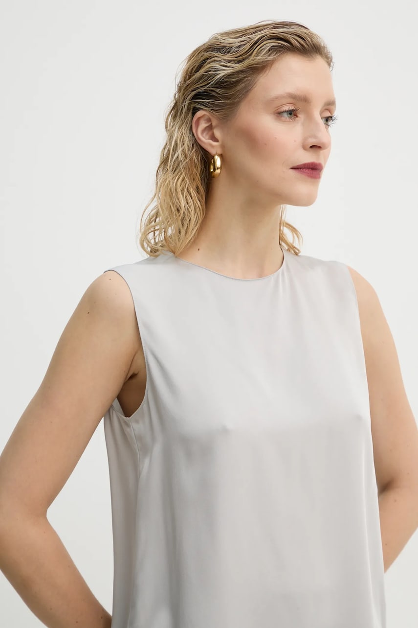 Theory top de mătase culoarea gri, neted, M0102539 Theory top de mătase culoarea gri, neted, M0102539