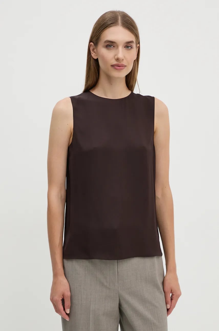 Theory top de mătase culoarea maro, neted, M0102539 Theory top de mătase culoarea maro, neted, M0102539