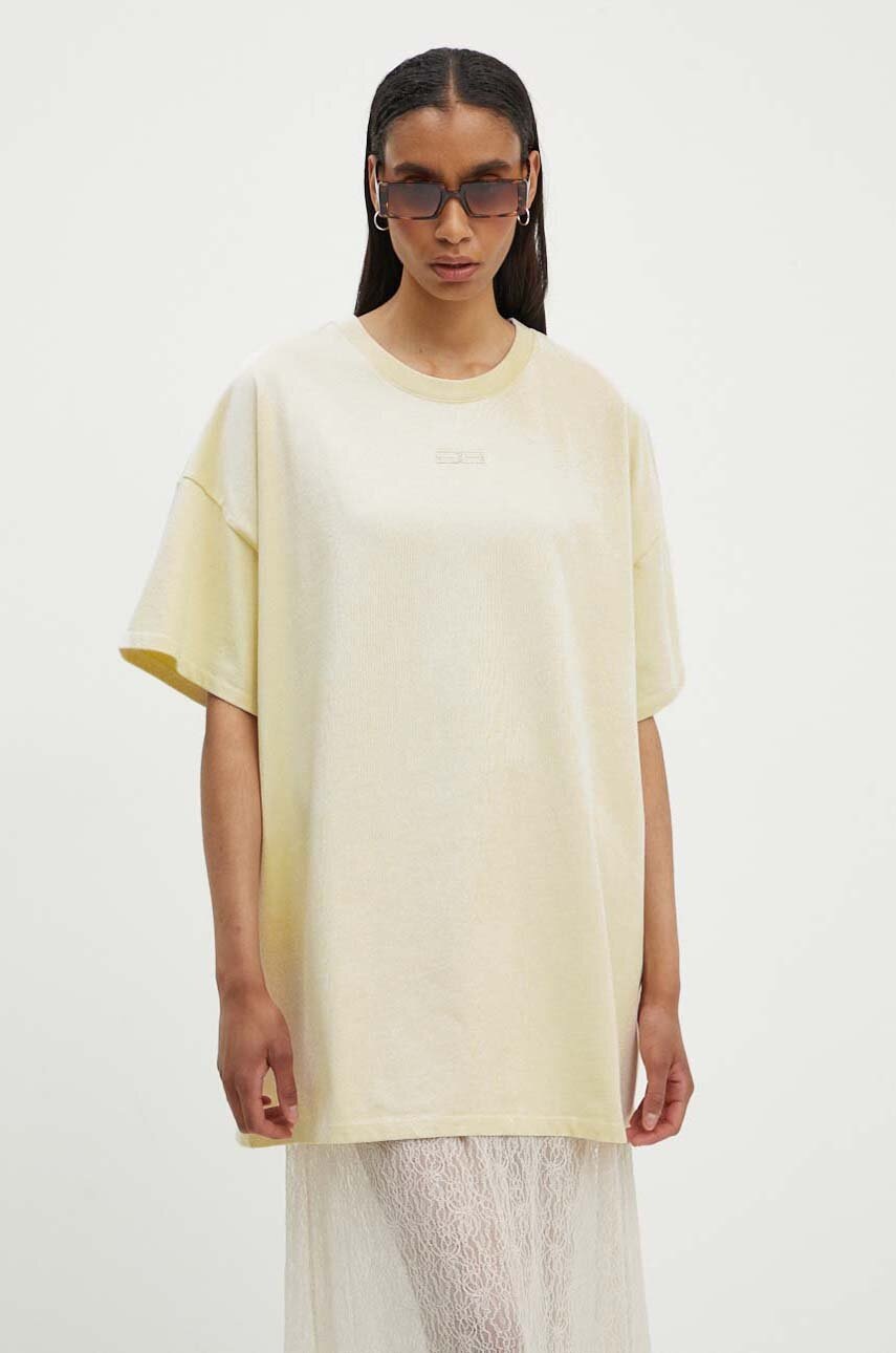 Gestuz tricou din bumbac femei, culoarea bej, 10909249