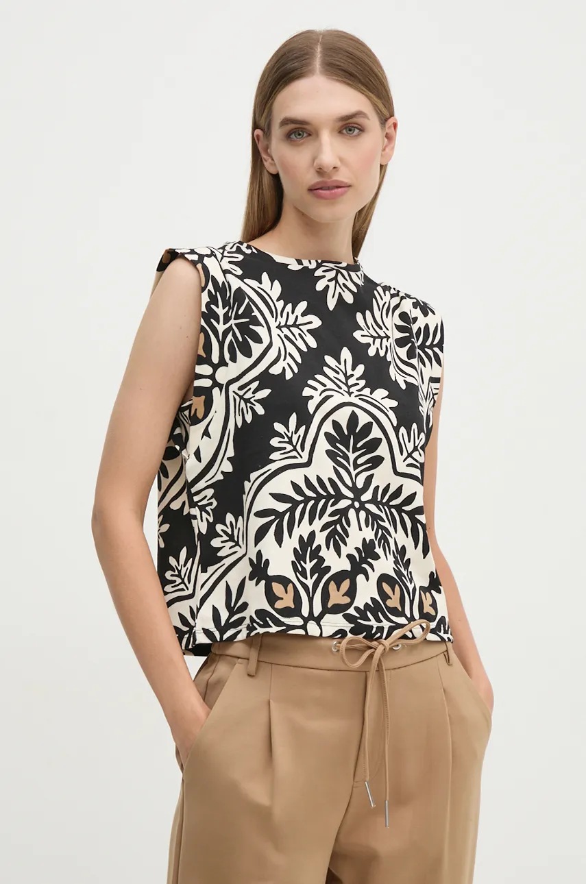 

Памучна тениска United Colors of Benetton в черно 3NVSD108Y, Черен