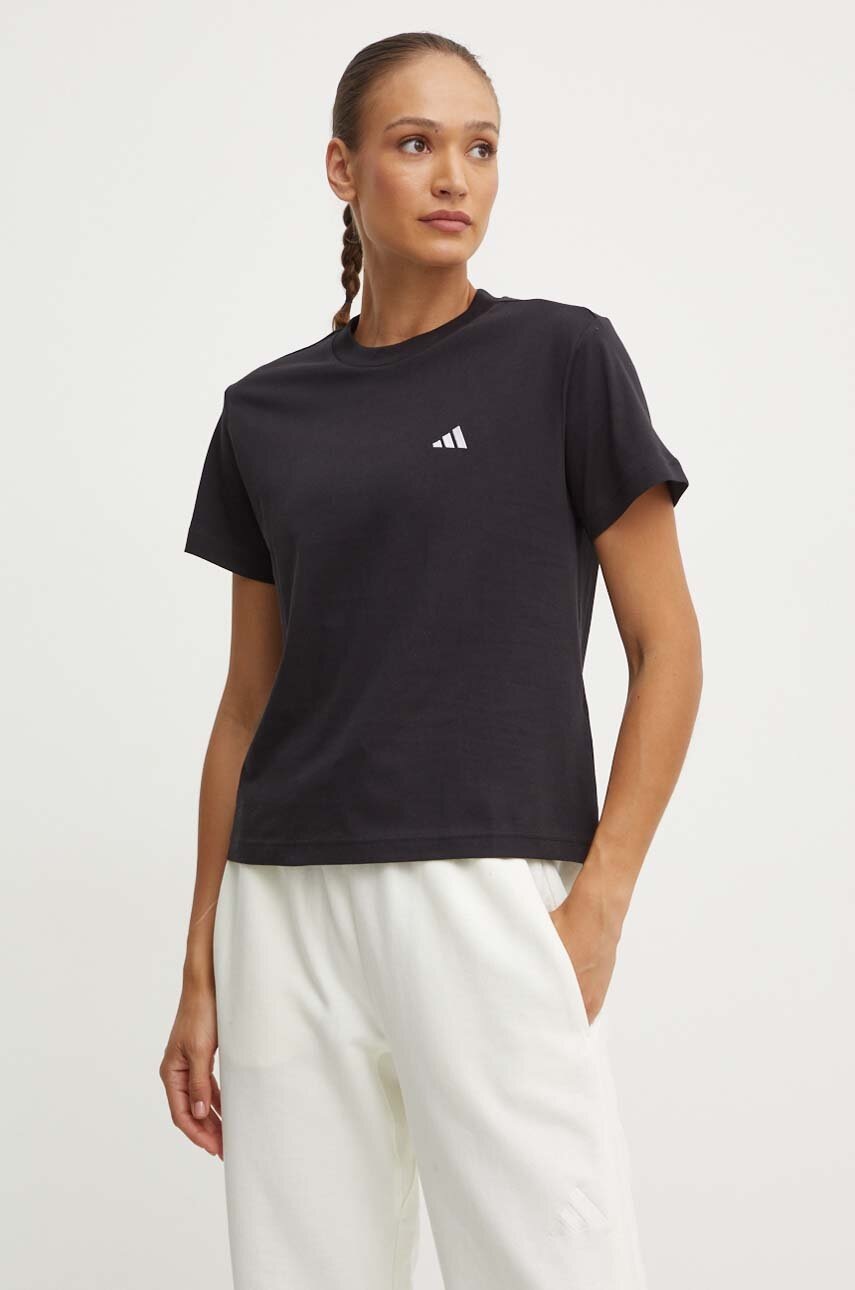 

Памучна тениска adidas Essentials в черно JH3690, Черен