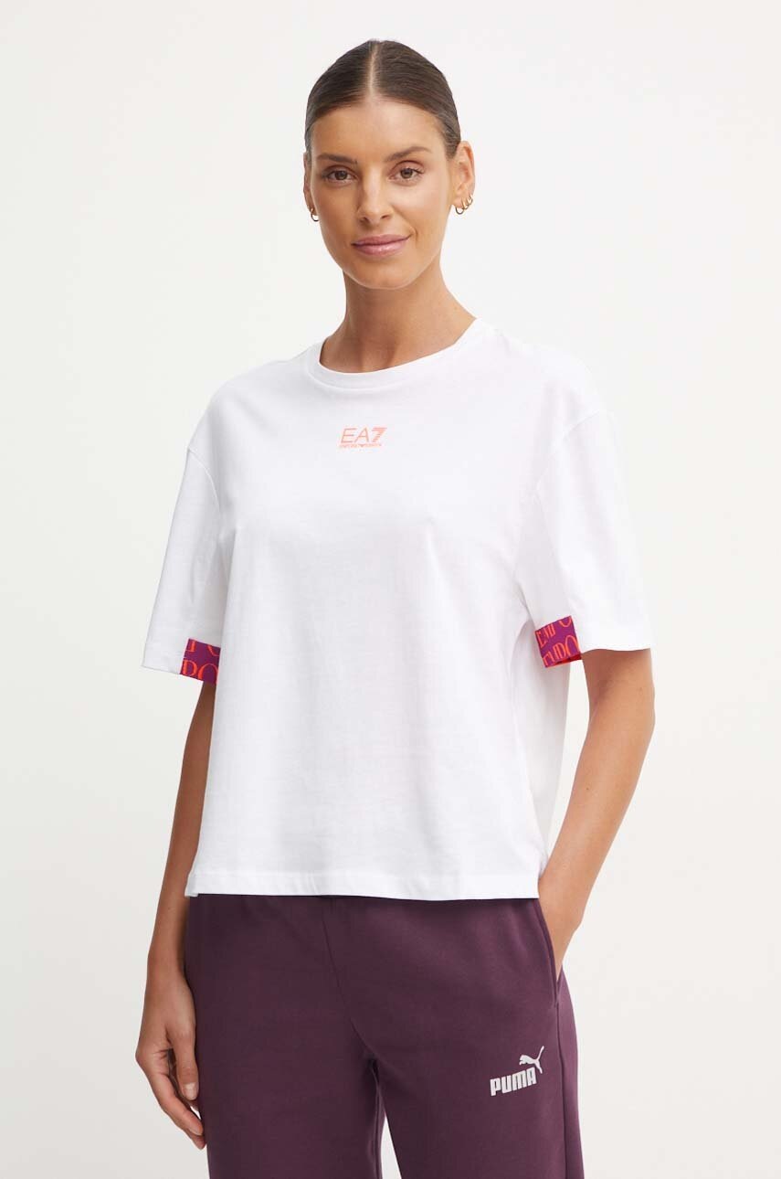 

Памучна тениска EA7 Emporio Armani в бяло TJLOZ.6DTT15, Бял