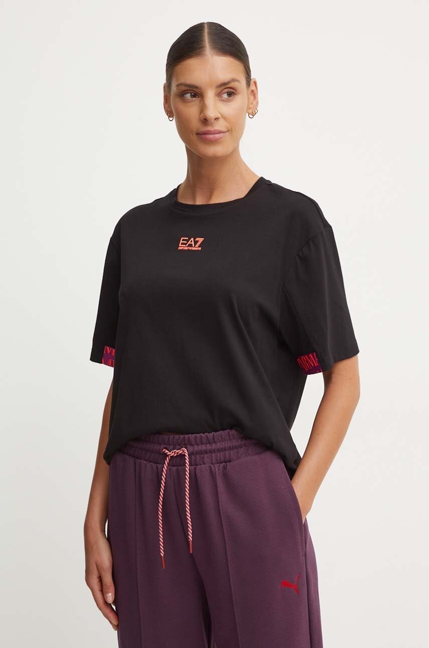 

Памучна тениска EA7 Emporio Armani в черно TJLOZ.6DTT15, Черен