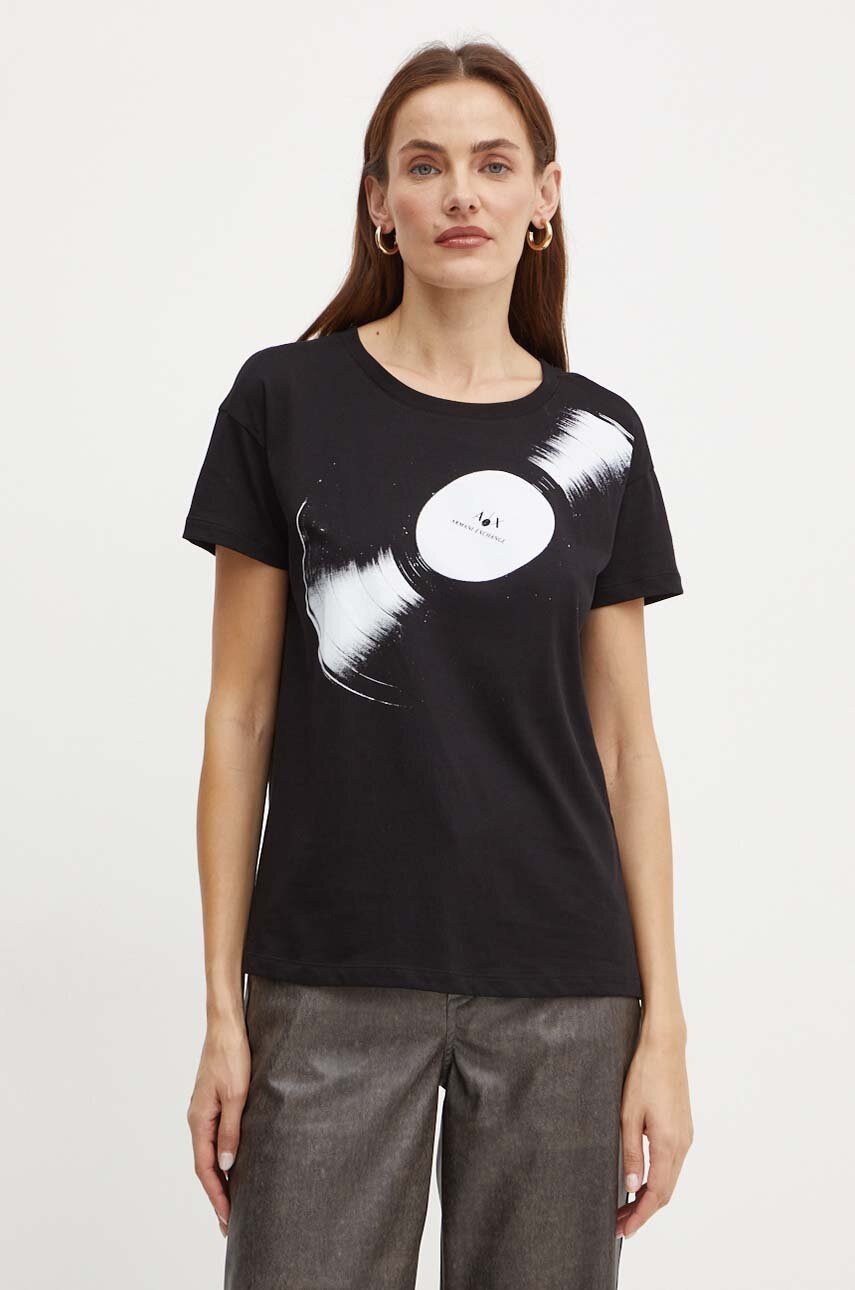 

Памучна тениска Armani Exchange в черно 6DYT22 YJ3RZ, Черен