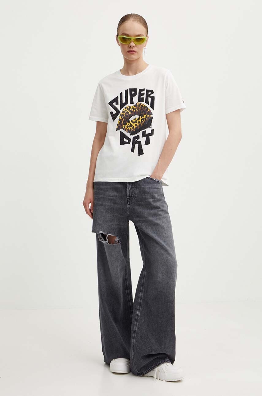 

Памучна тениска Superdry в бяло W1011498A-71D, Бял