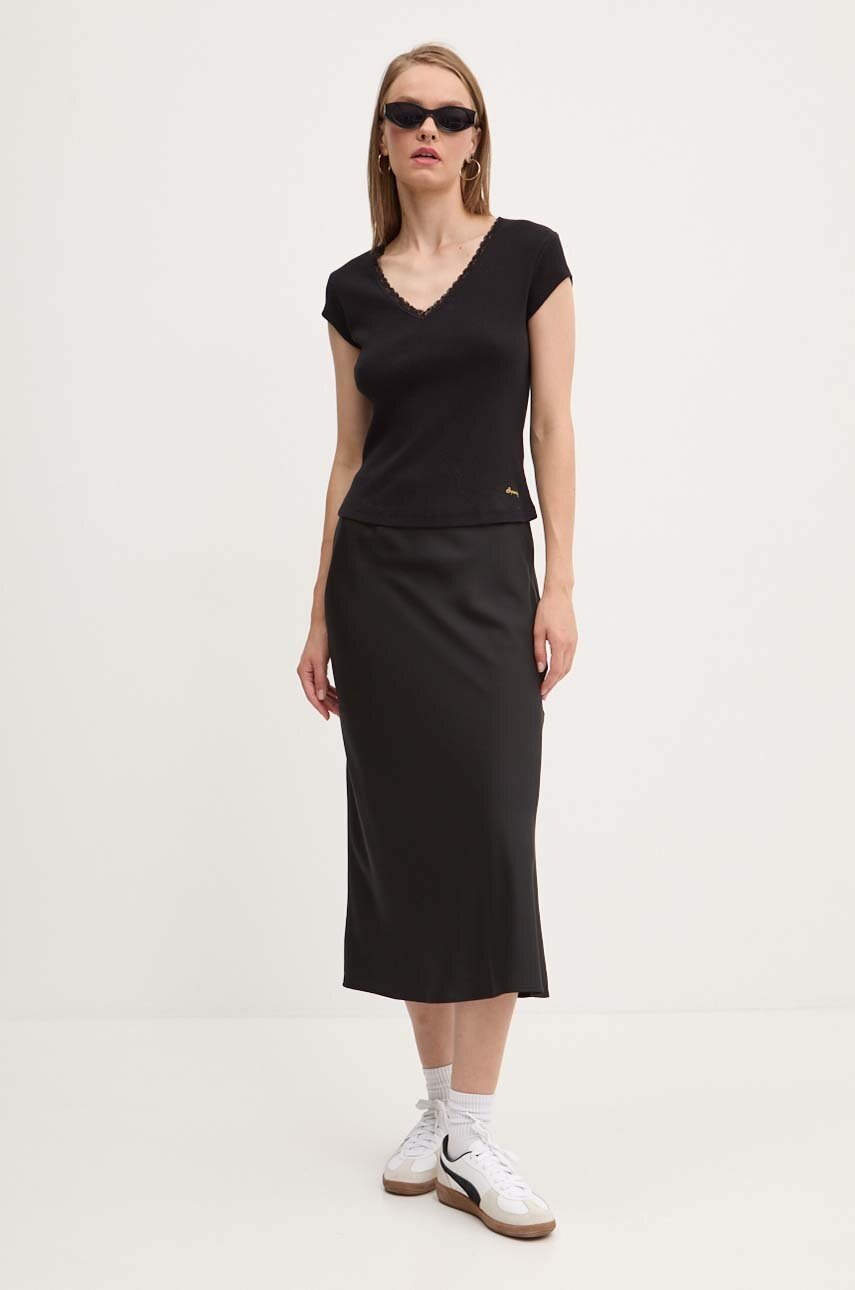 Βαμβακερό μπλουζάκι Superdry γυναικεία, χρώμα: μαύρο, W6011874A-02A φωτογραφία