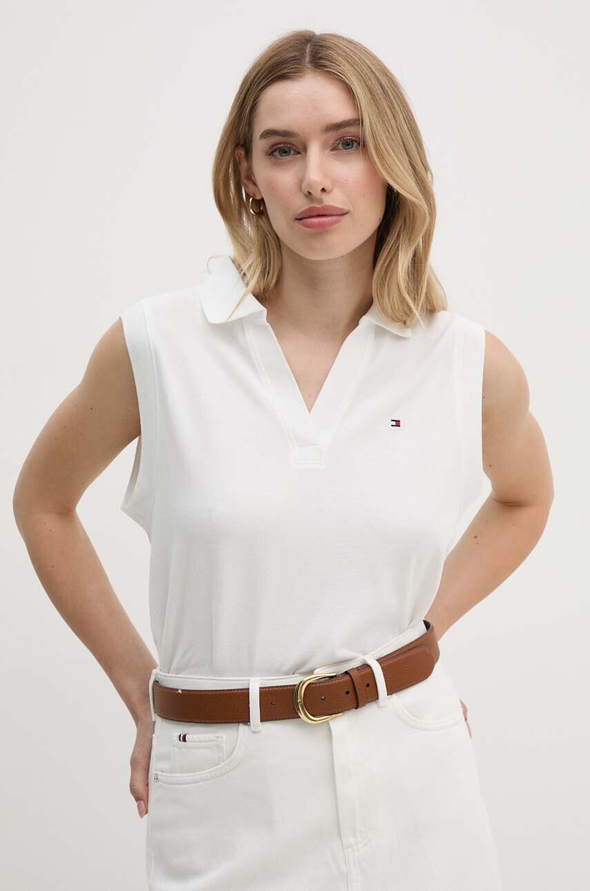 Levně Top Tommy Hilfiger dámský, bílá barva, WW0WW44463