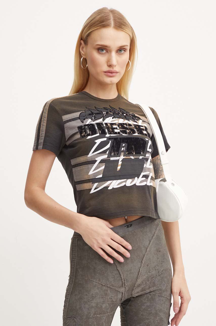 Diesel tricou din bumbac T-UNCUTIE-STRIPE femei, A14282.0NMAU