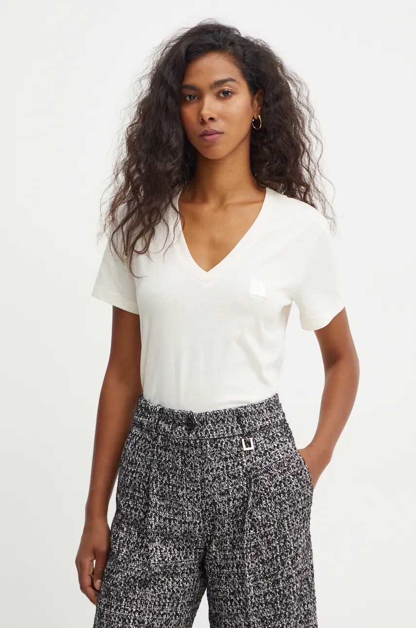 

Памучна тениска Armani Exchange в бежово 6DYT23 YJ3RZ, Бежов