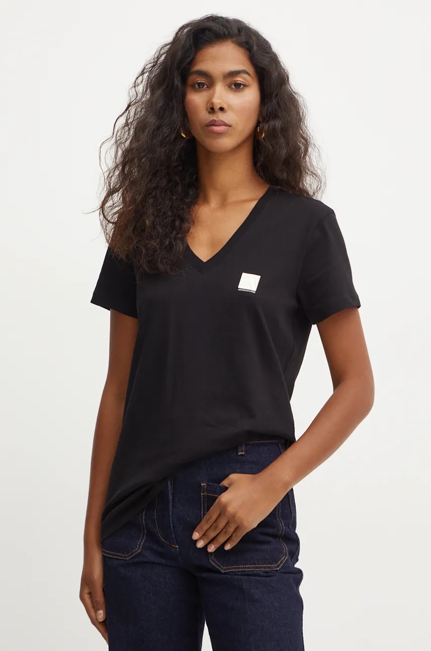 

Памучна тениска Armani Exchange в черно 6DYT23 YJ3RZ, Черен