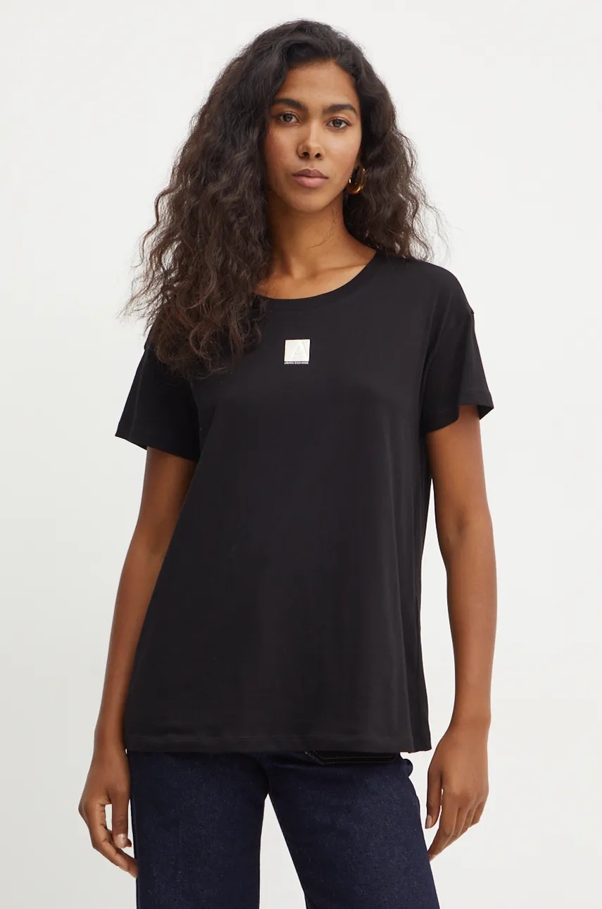 

Памучна тениска Armani Exchange в черно 6DYT24 YJ3RZ, Черен