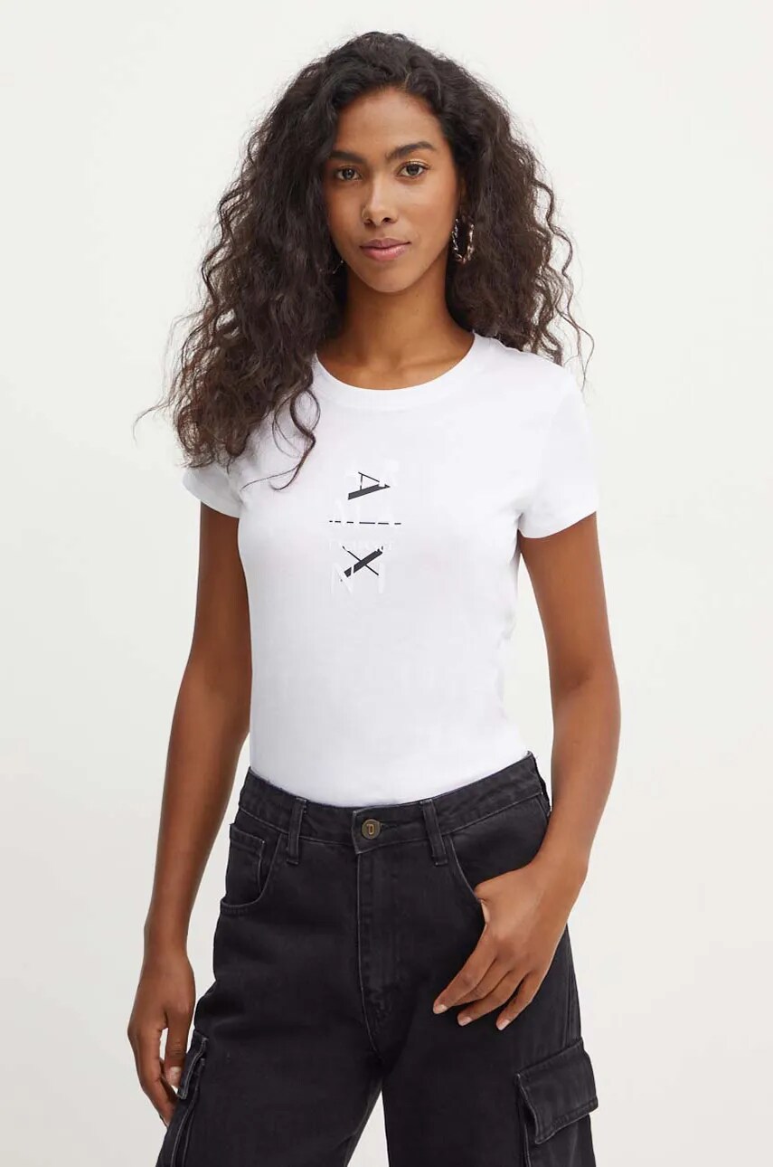Armani Exchange tricou din bumbac femei, culoarea alb, 6DYT26 YJ3RZ