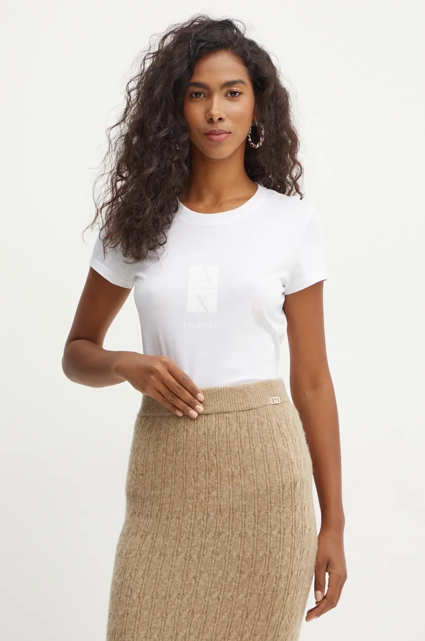 

Памучна тениска Armani Exchange в бяло 6DYT34 YJ16Z, Бял