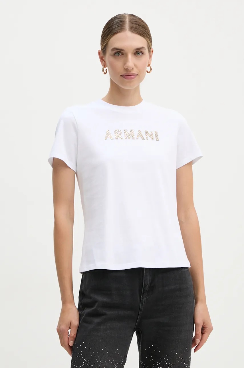 

Памучна тениска Armani Exchange в бяло 6DYT36 YJ7VZ, Бял