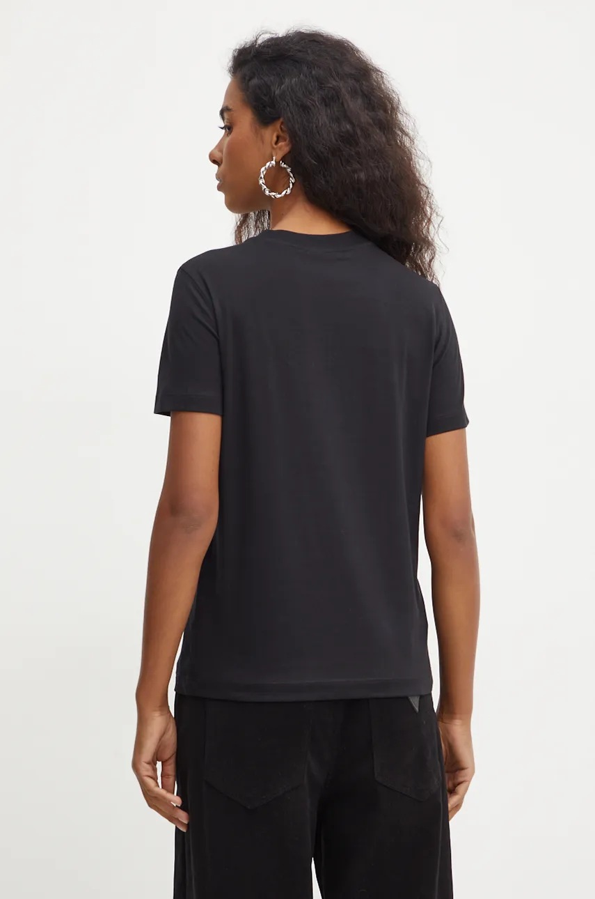 Βαμβακερό μπλουζάκι Versace Jeans Couture γυναικείο, χρώμα: μαύρο, 77HAHC02 CJ01C φωτογραφία