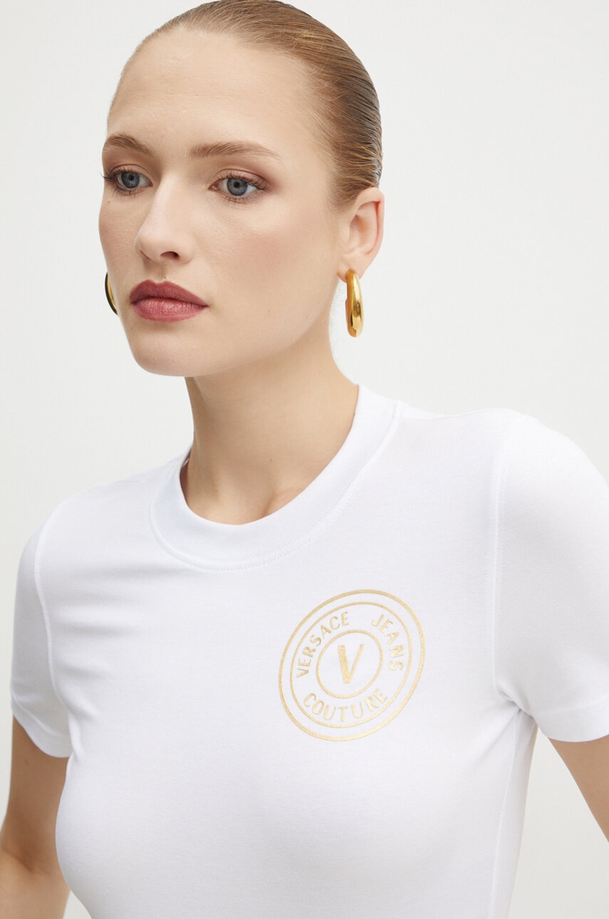 Versace Jeans Couture tricou femei, culoarea alb, 77HAHT00 CJ03T