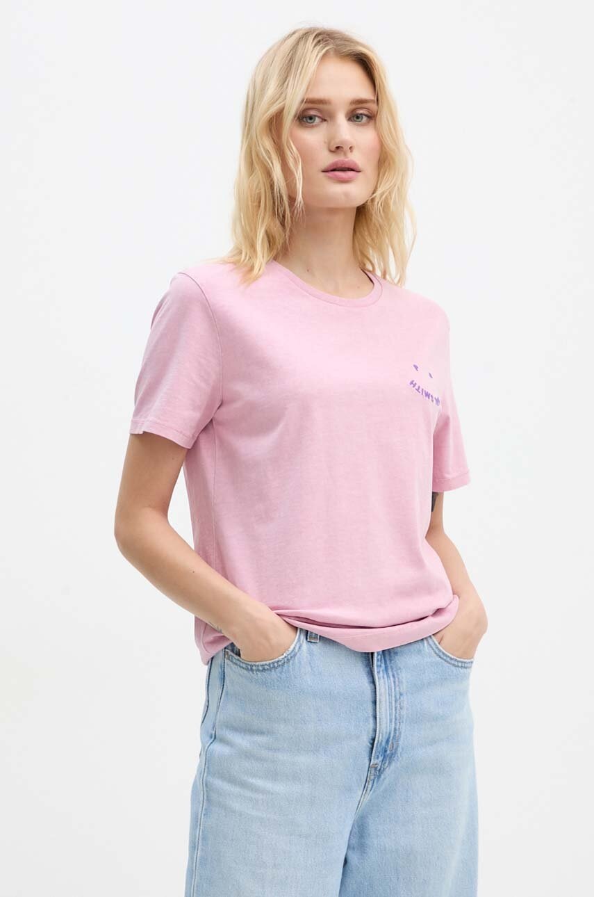 Βαμβακερό μπλουζάκι PS Paul Smith γυναικείο, χρώμα: ροζ, W2R.G799E.N21154 φωτογραφία