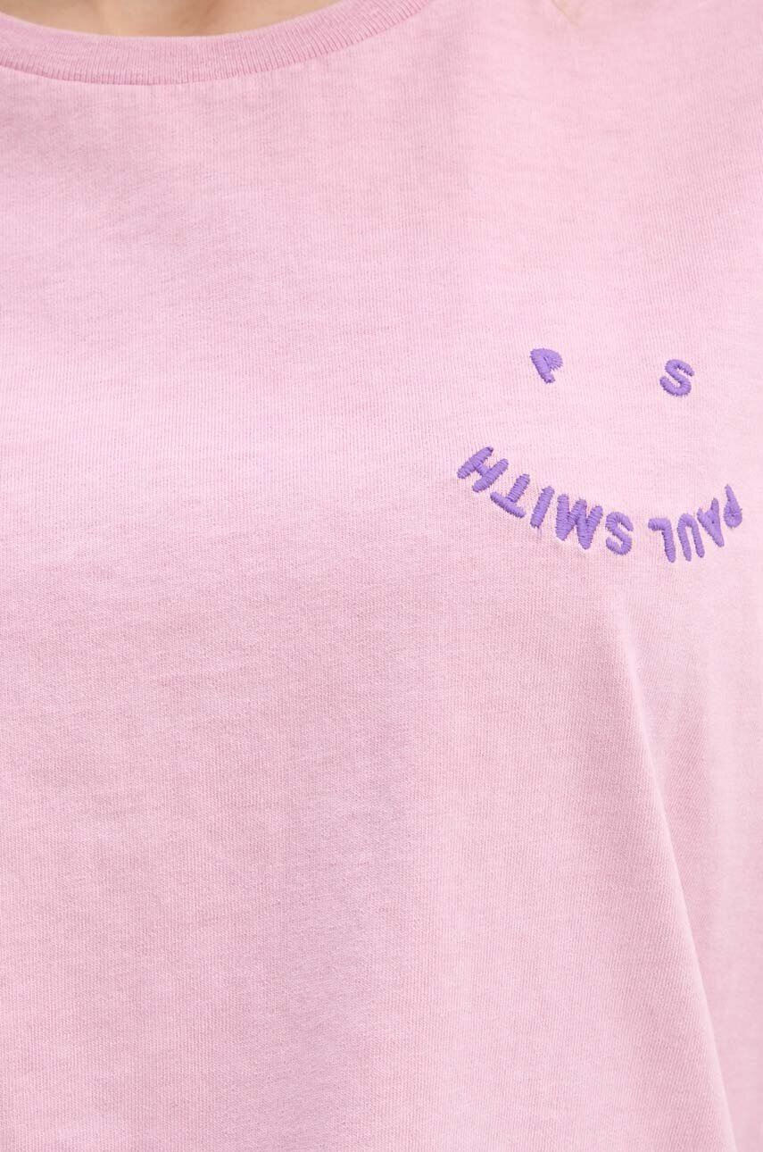 Βαμβακερό μπλουζάκι PS Paul Smith γυναικείο, χρώμα: ροζ, W2R.G799E.N21154 φωτογραφία