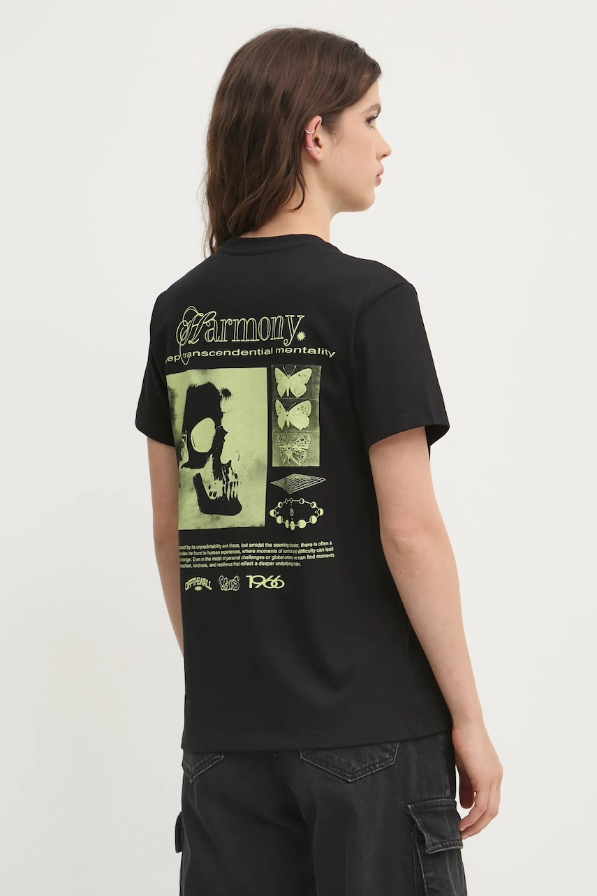 Vans tricou din bumbac femei, culoarea negru, VN000JUCBLK1 Vans tricou din bumbac femei, culoarea negru, VN000JUCBLK1