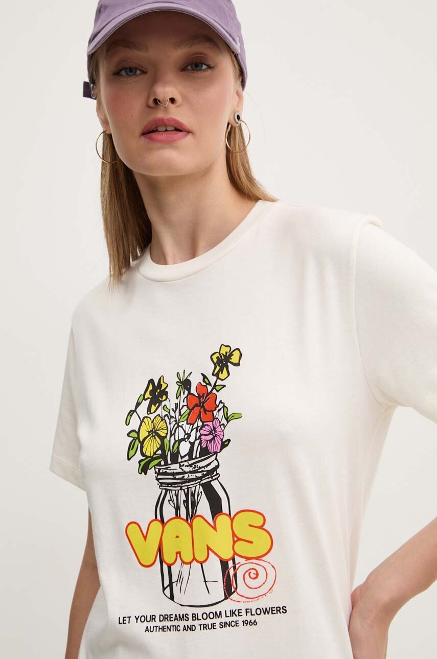 

Памучна тениска Vans в бежово VN000KH2FS81, Бежов