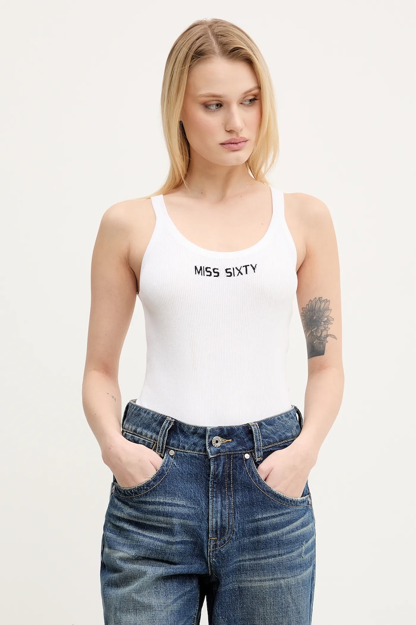 Miss Sixty top din bumbac culoarea alb, 6L2RJ3580000