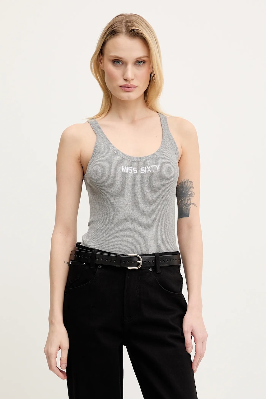 Miss Sixty top din bumbac culoarea gri, 6L2RJ3580000 Miss Sixty top din bumbac culoarea gri, 6L2RJ3580000