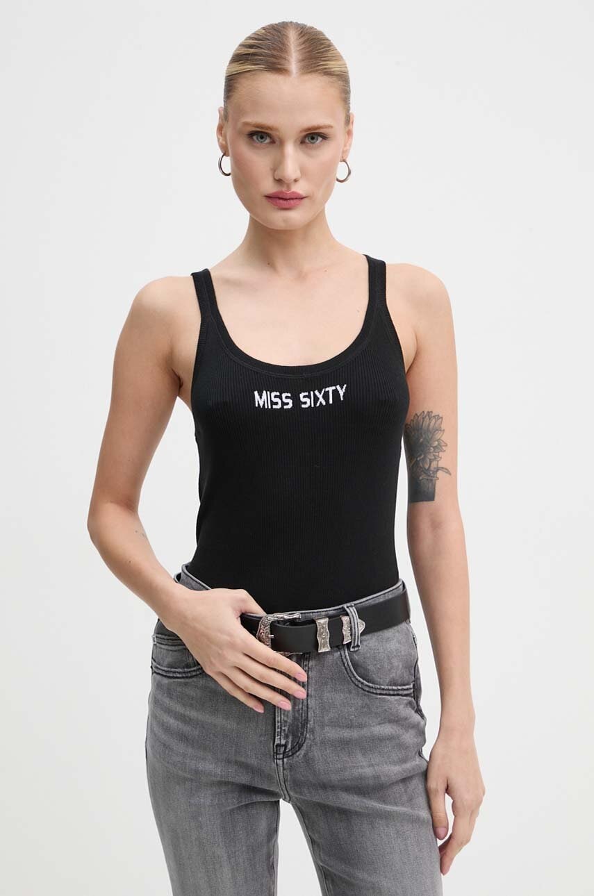 Miss Sixty top din bumbac culoarea negru, 6L2RJ3580000