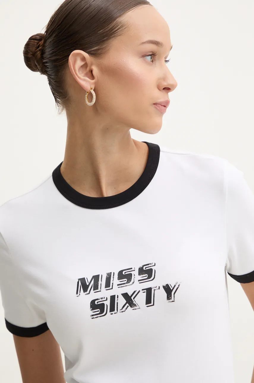 Miss Sixty tricou femei, culoarea alb, 6L3SJ3760000