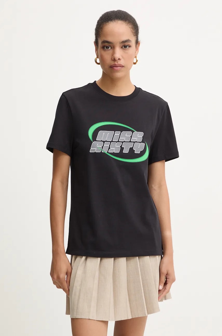 Miss Sixty tricou din amestec de mătase culoarea negru, 6L3SJ4870000