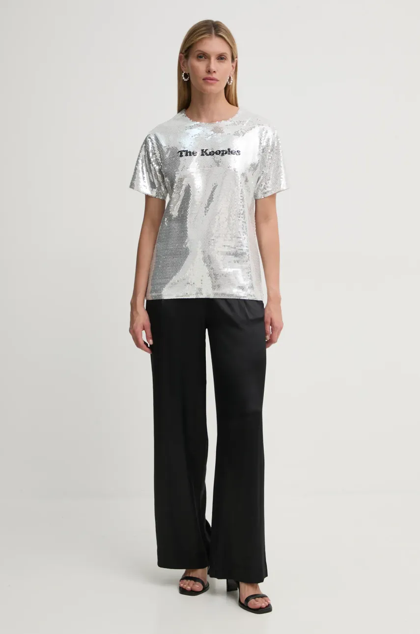 Футболка The Kooples женская цвет серебрянный FTSC29036K Футболка The Kooples женская цвет серебрянный FTSC29036K