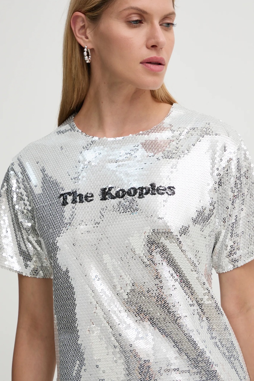 Μπλουζάκι The Kooples χρώμα: ασημί, FTSC29036K φωτογραφία