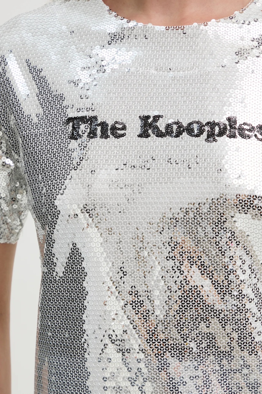 Μπλουζάκι The Kooples χρώμα: ασημί, FTSC29036K φωτογραφία