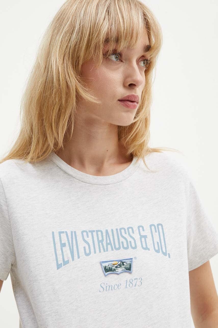 Levi's tricou din bumbac femei, culoarea gri, 17369 Levi's tricou din bumbac femei, culoarea gri, 17369